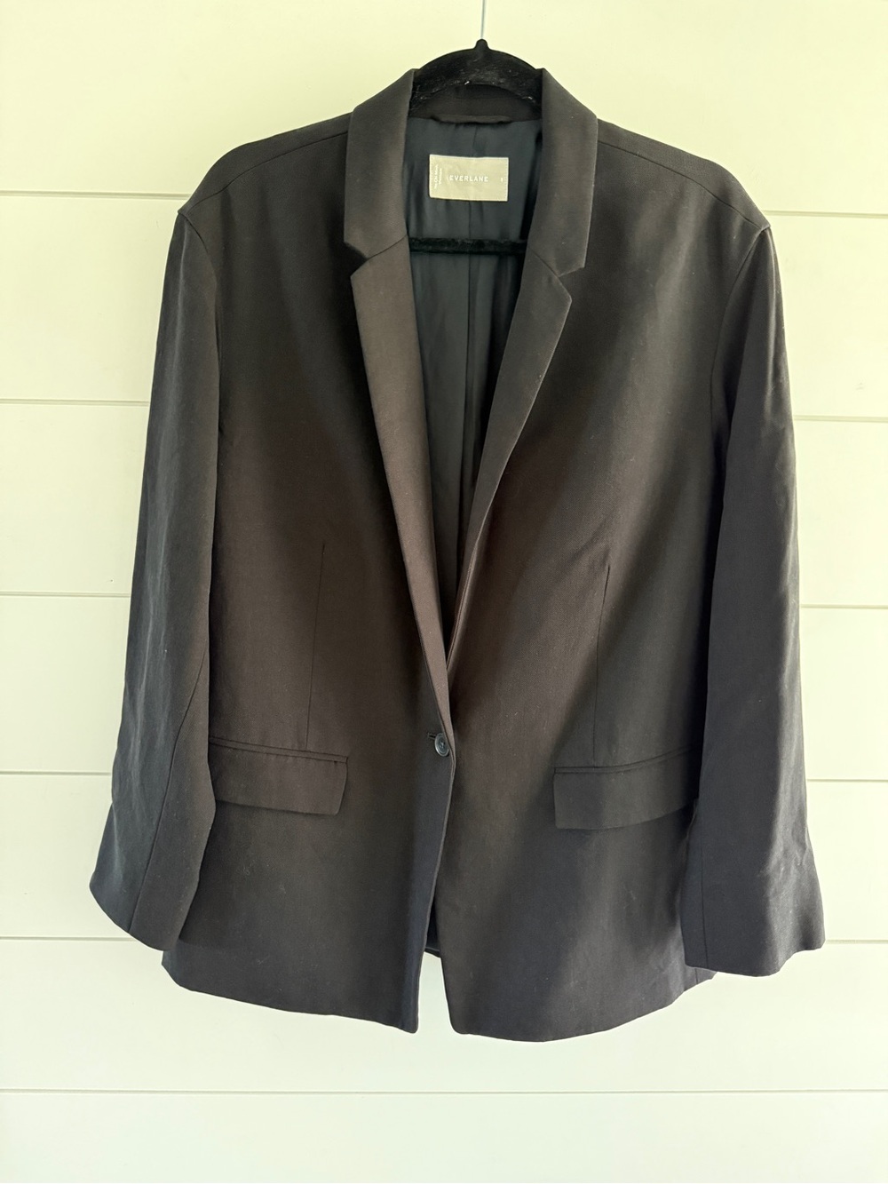 Everlane Black Single-Button Notch-Lapel Blazer